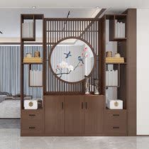 Embroidery new Chinese living room shelf screen ash ash wood porch partition into the home Chinese decorative cabinet double-sided cover