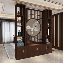 Chinese style solid wood screen Living Room restaurant hotel through top partition new Chinese hollow shelf screen partition customization