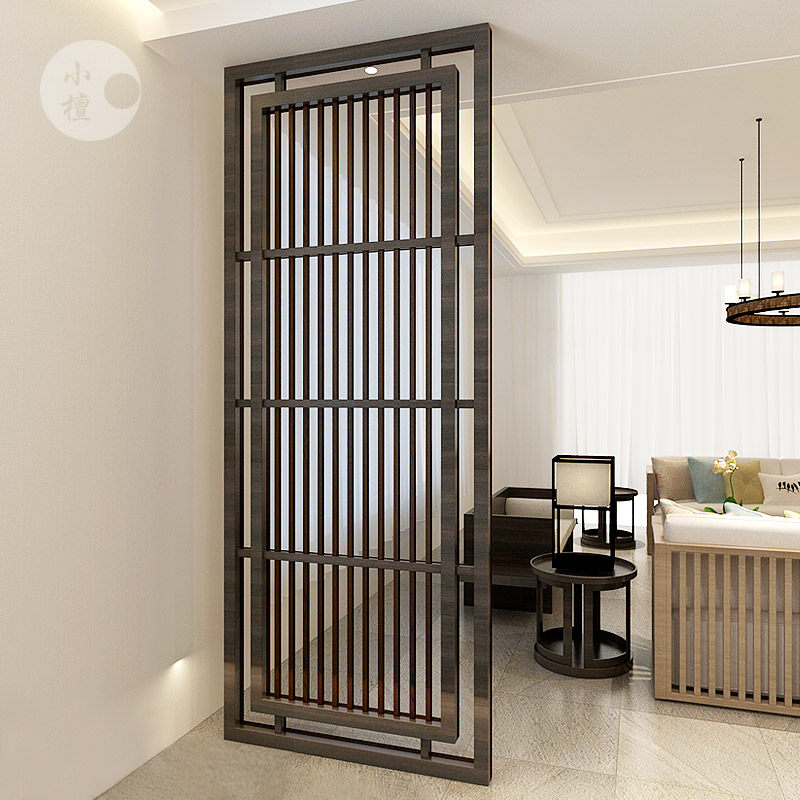 Xiaotanjia living room Solid wood screen living room New Chinese style entrance partition full fence hollow