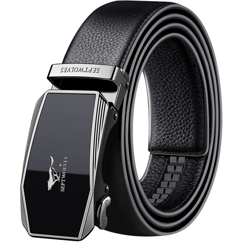Septwolves men's belt leather automatic buckle 2022 new belt young men's tide top layer cowhide pants belt men
