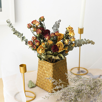 Retro dried rose flower bouquet home decoration living room decoration shooting props natural air-dried real flower arrangement flower material