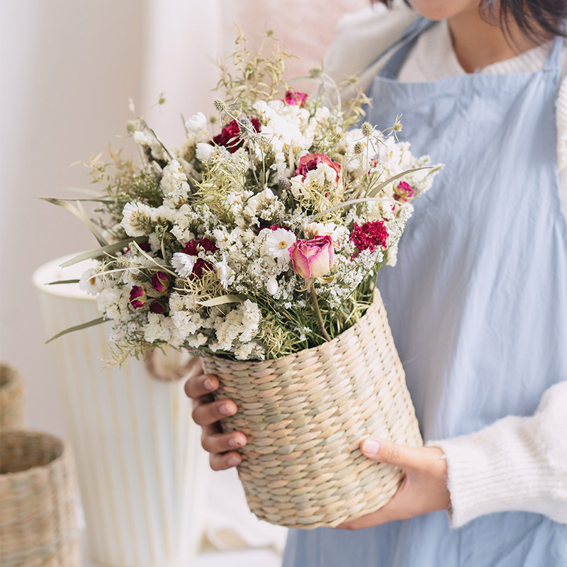 Natural Dry Flower Bouquet Sens Flowers Basket Large Bouquet Rose Jugali Leaf Pendulum parlor Decorative Tabletop Floral