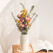 Dried flower big bouquet natural real flower rose eucalyptus home decoration ornaments Nordic light luxury living room dining table window