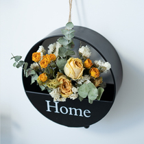 Wall-hung dried flower bouquet fresh Nordic wrought iron home decoration kapok eucalyptus wall decoration shooting props
