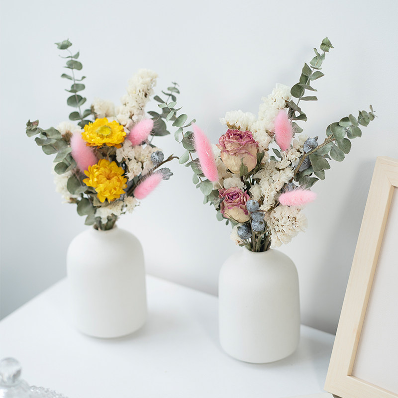 ins dry flower bouquet small vase home decoration living room decoration Nordic simple air-dried real flower daisy rose
