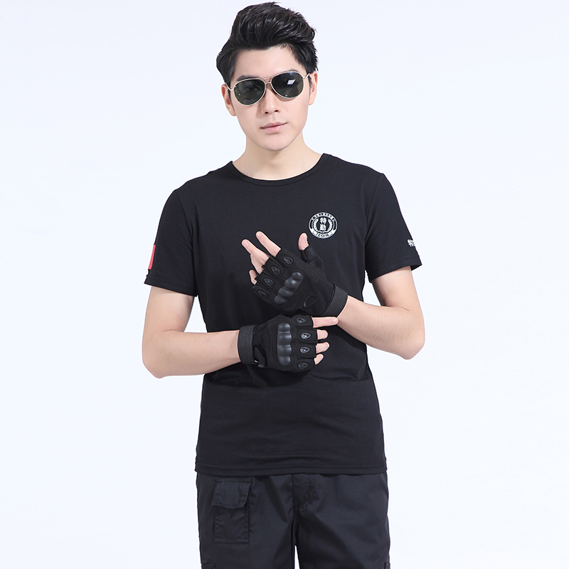 Security clothing short-sleeved round neck T-shirt training T-shirt summer hotel property special service T-shirt black cotton training short-sleeved
