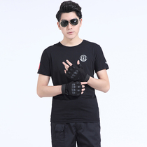 Security clothing short sleeve round neck T-shirt training T-shirt summer hotel property special service T-shirt black cotton training short sleeve