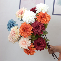 5 Simulation 3 head Dahlia high branch living room hotel Hall decoration flower fake flower multi-color optional flower arrangement