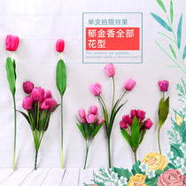 Single Tulip simulation flower fake flower living room decoration flower shop atmosphere to create home decoration flower