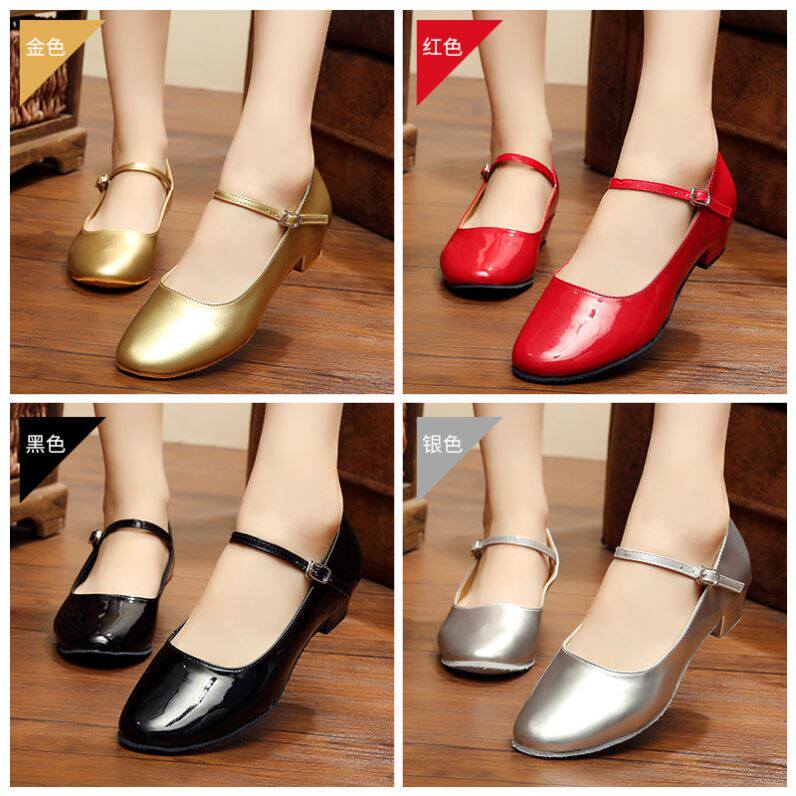 2022 Xinjiang Vi Heel Shoes Latin Dance Shoes Women's Square Dance Shoes Silver Color Children Girl Performances Morden Gold Heel