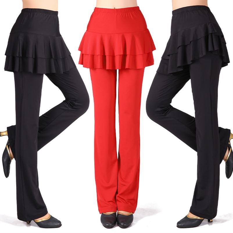 Square dance Costume Women Dancing Fitness New Long Pants Sports Pants Skirts Women Fake Two Spring Summer Dance Dresses