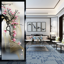 New Chinese style frosted art glass Living room screen Entry entrance Dining room partition aisle background wall Magnolia