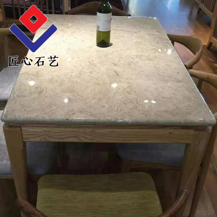Natural marble plate beige series Oman rose table tea Background wall furniture processing