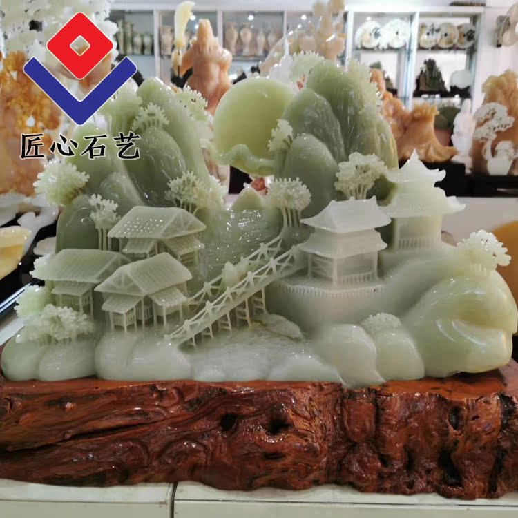 Afghanistan natural jade ornaments landscape carvings splendid rivers and mountains rising sun Dongsheng carvings Home furnishings gifts