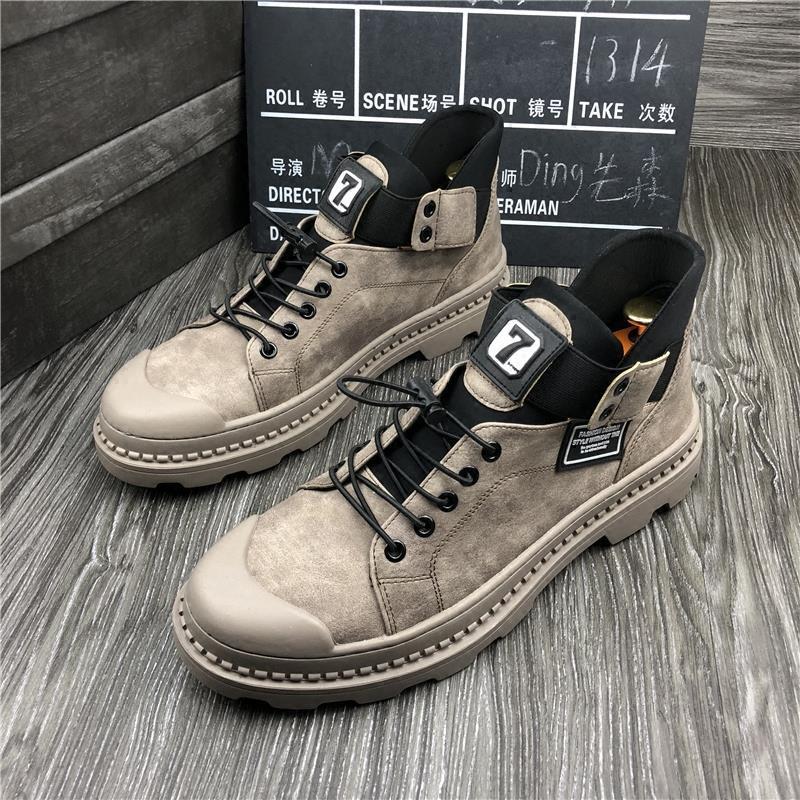 Hong Kong tide card 2022 new Korean version trendy high cylinder board shoes men genuine leather thick bottom Martin boots Inron retro leather shoes