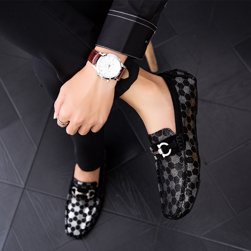 Bean-bean shoes Men's 2022 new Korean version genuine leather soft-bottom One foot pedal sloth shoes Inren 100 hitch casual driving leather shoes