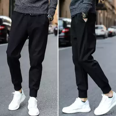 Hong Kong trendy brand sweatpants men's spring and autumn Korean version of the trend all-match casual thick cotton pants straight tube loose leg cigarette tube pants