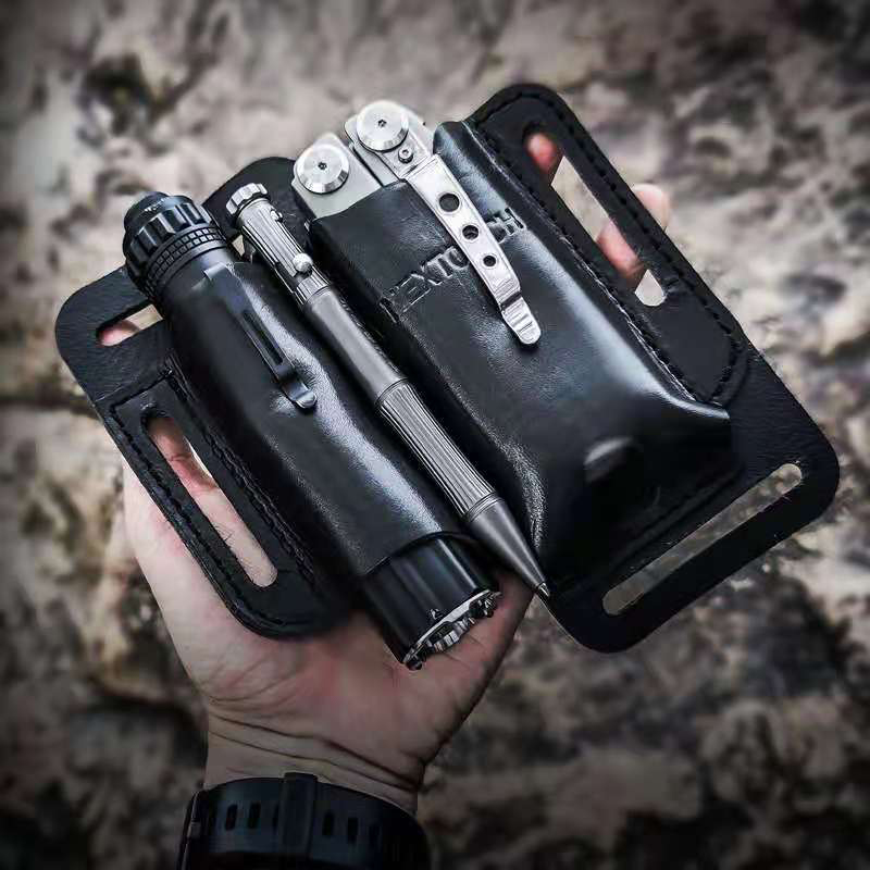 Naride Multifunction Portable Tool Outdoor Camping Leather Jacket Carry-on Mini Tool Pliers Equipped Cashier Bag Cow Leather