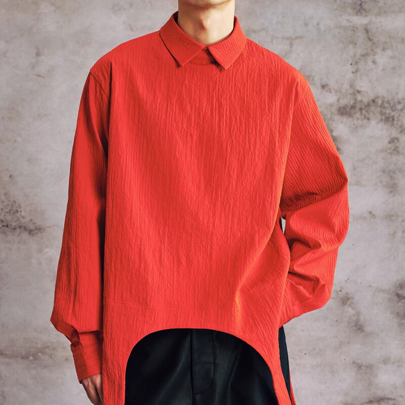Same Style as Huachen Yu |   Yaoji Reverse Design Red Long-Sleeved Shirt | Fashionable New Casual Shirts