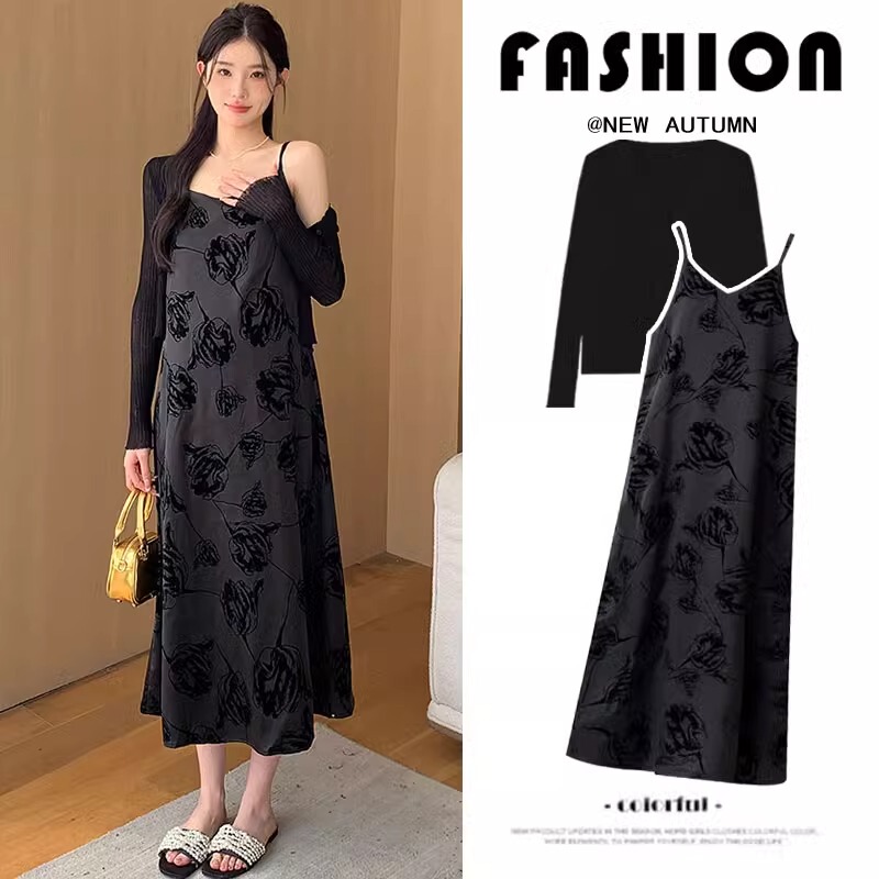 Maternity Wear Summer Dress 2026 New Fashion French Satin Suspender Skirt Two-Piece Set Summer Maternity Skirt