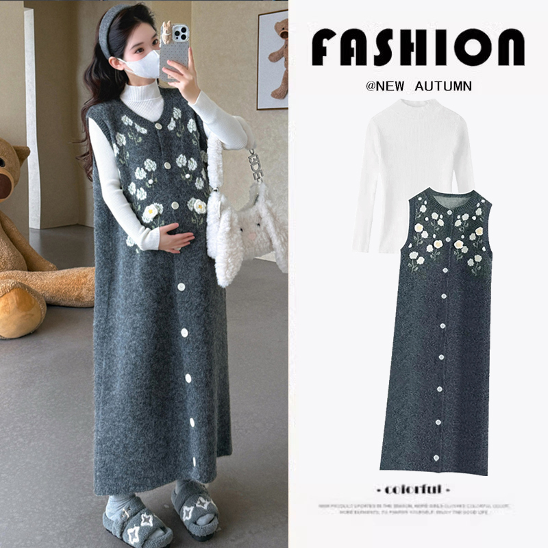 Maternity Winter Dress Set 2025 New French Style Thickened Knitted Vest Long Skirt Autumn and Winter Two-Piece Set Maternity Winter Dress Set 2025 New French Style Thickened Knitted Vest Long Skirt Autumn and Winter Two-Piece Set