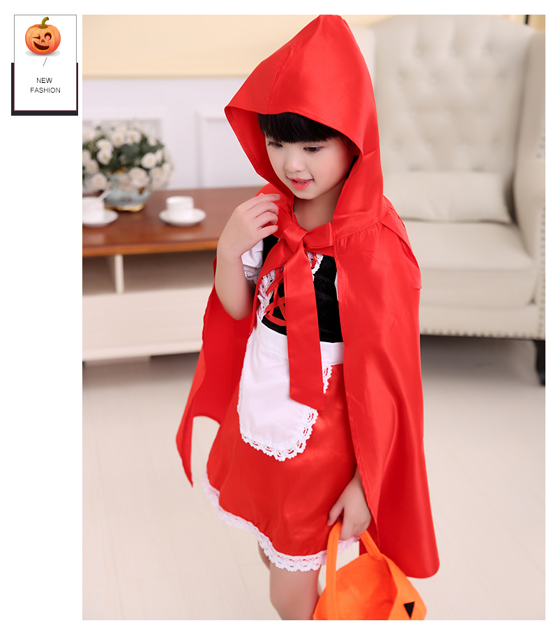 Halloween Cô bé quàng khăn đỏ Hiển thị bé gái Quần áo Công chúa Trang phục Trang phục COS Áo choàng Trẻ em Quần áo bé gái trang phục hóa trang cho bé