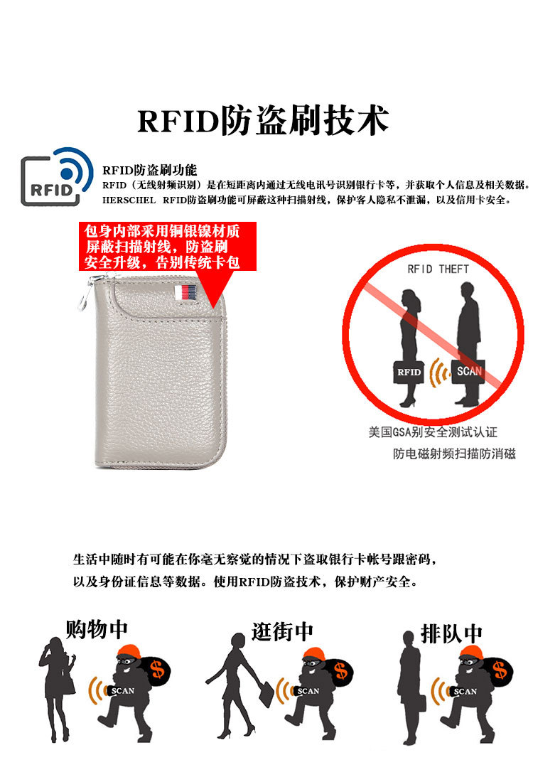 Lớp đầu tiên của da chống trộm bàn chải chống thẻ gói khử lỗi unisex in bằng lái xe bộ ví da đồng xu dung lượng lớn - Chủ thẻ ví da nữ