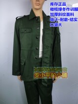 Old-fashioned 87 winter training clothes olive green buttoned polyester overalls thickened wear-resistant loose work clothes