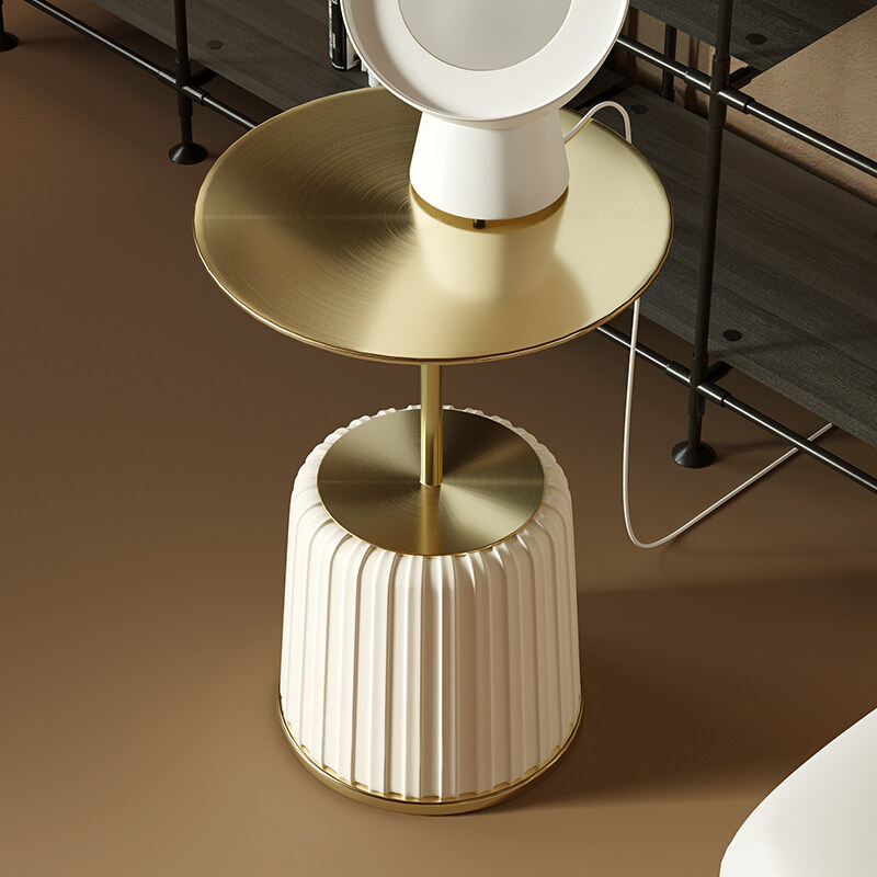 Italian light luxury sofa side table living room corner round metal tea table modern minimalist Nordic rock slab side table coffee table