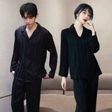 Осенняя летняя шелковая пижама для влюбленных, кардиган, комплект, лонгслив, изысканный стиль, свободный крой, большой размер