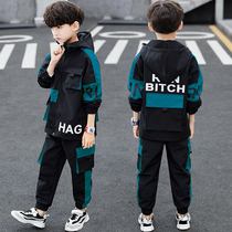 Childrens clothing boys autumn Net red suit 2021 New Big Boy autumn foreign boy tooling sports two-piece set