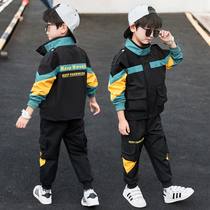 Childrens clothing boys autumn tooling set 2021 new childrens spring and autumn boys foreign style two-piece thin