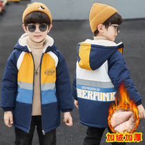 Boys autumn and winter plus velvet coat 2021 new childrens winter thick Pike clothing Korean version of the childrens short cotton coat