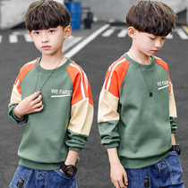 Boys autumn t-shirt long-sleeved foreign style 2021 new middle and large childrens autumn childrens base shirt thin childrens top