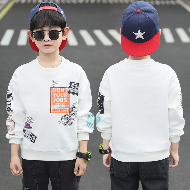 Boys ' autumn long-sleeved T-shirt children's spring and autumn base shirt 2021 new big child thin section thick cotton T-western school Korean version