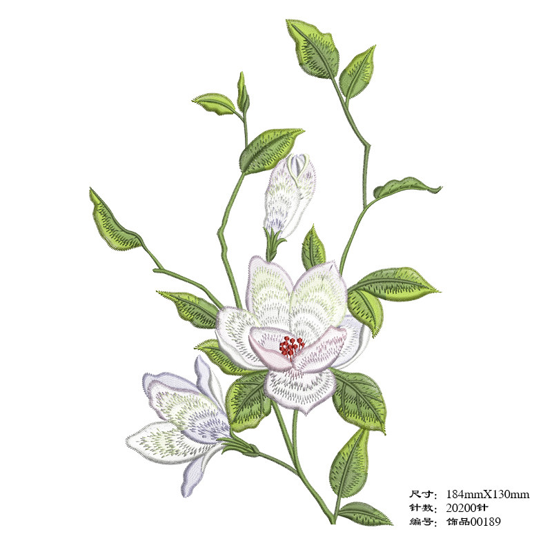 Retro Lily Embroidered Qipao Computer Embroidered Flower Plate for printing plate with customized pattern textured source file embb