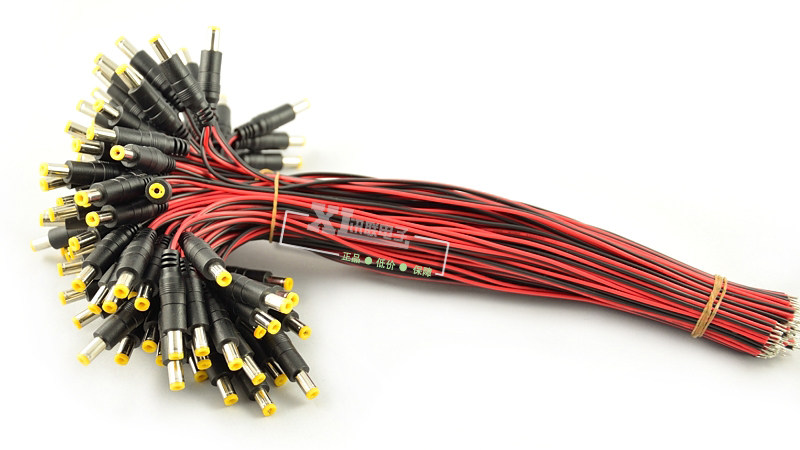 With tuning fork DC line male head 30CM red black tail line DC head 12V monitoring power supply connector wholesale