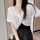 Lace small jacket women's summer mesh shawl women's matching suspender skirt with blouse short waistcoat short-sleeved top