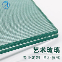 Custom-made metal wire clip silk art tempered laminated glass landscape painting partition Chinese style ceiling porch background wall