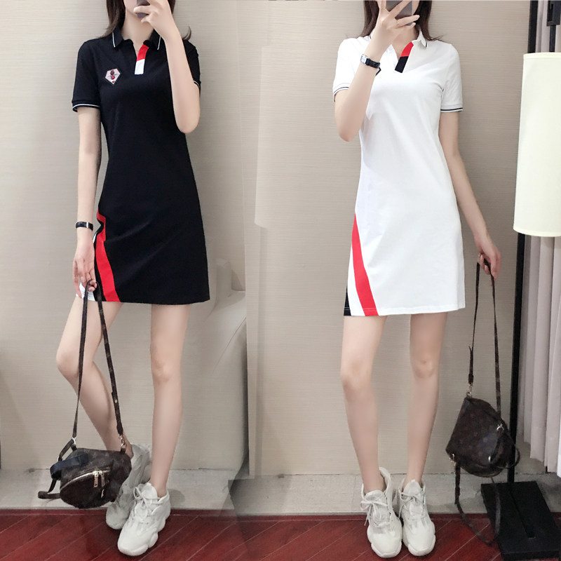 Tide Polo collar dress woman in the summer of 2021 new Han edition of slim short sleeve sports dress