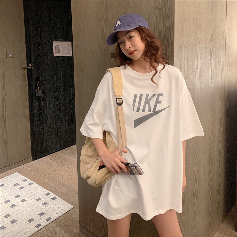 Tide loose short - sleeved t shirt in the long - term 2021 summer new Han - Edition fashion network red half - sleeve bottom coat