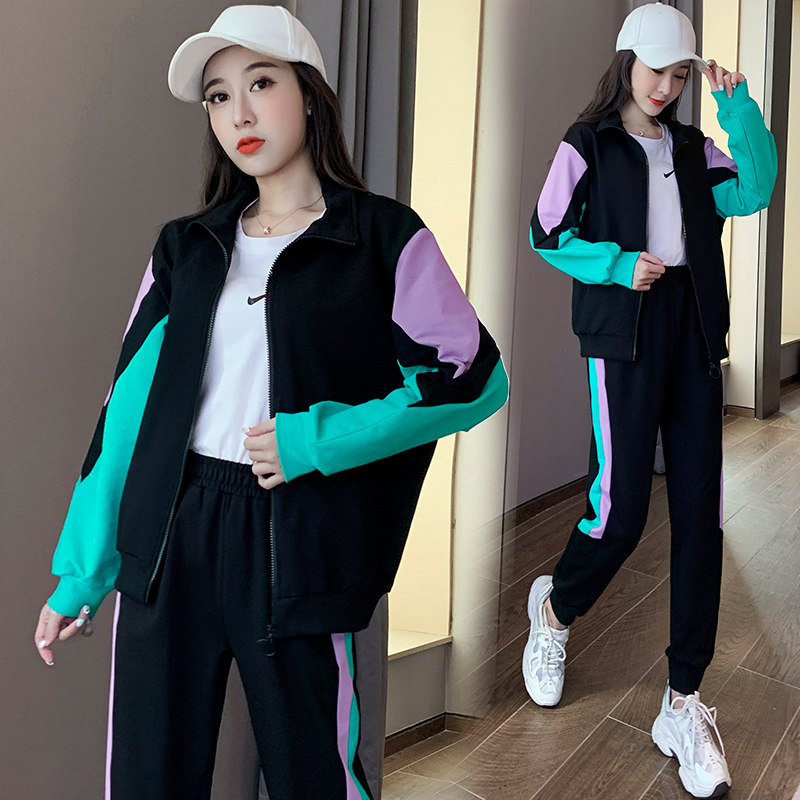 Tide Cards Casual Sportswear Suit Women 2022 Spring new foreign Piers Slim Collared clothing casual clothes Two sets
