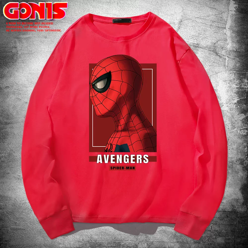 Футболка Avengers, тонкая хлопковая с длинным рукавом и круглым вырезом