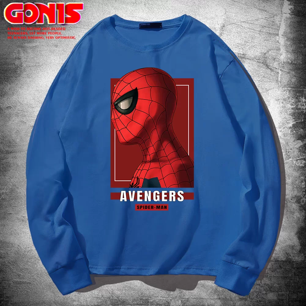Футболка Avengers, тонкая хлопковая с длинным рукавом и круглым вырезом