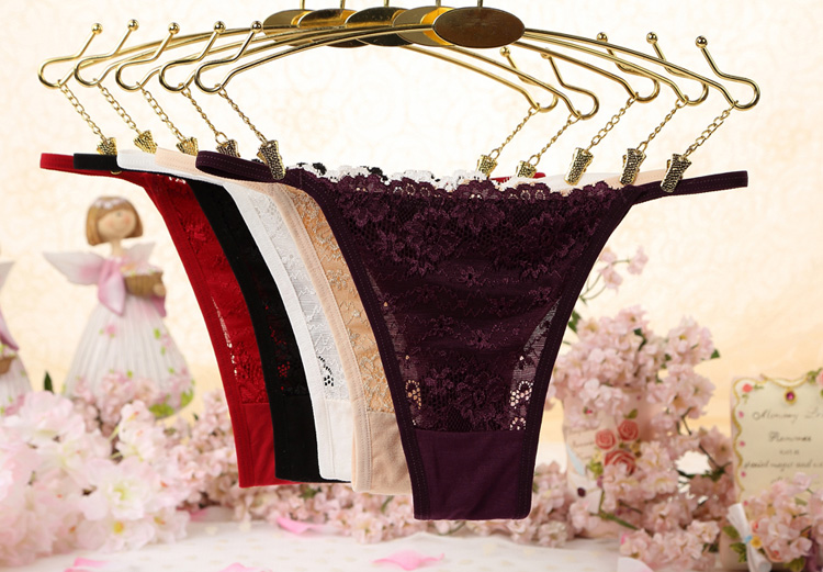 Quần lót nữ thongs t quần ren trong suốt cám dỗ Cô gái Nhật eo thấp T quần thật người thực quần dưới quần lót lọt khe xẻ đũng
