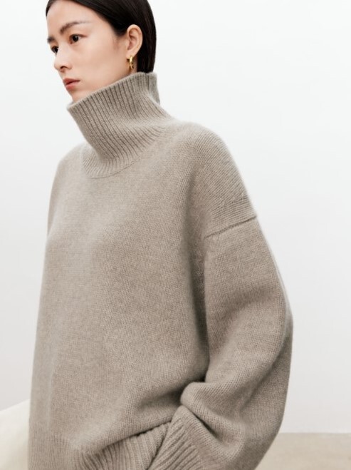 Highly Recommended~ Women's Turtleneck Pure Cashmere Sweater, Loose, Thick, Lazy Style Pullover, Oversized Knit Base Shirt