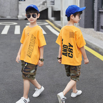 Childrens summer clothes boys short-sleeved suit 2021 new summer big boy boys western style tide