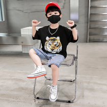 Children short sleeve suit boy cool and handsome summer clothing t-shirt 2022 new net red overpower CUHK Scout pants in pants 6