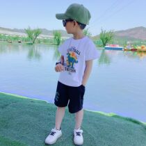 Male Treasure Dinosaur Clothes Boy Summer Clothing Suit Summer 2022 New Children Summer T-Shirt Tennis Red Fashion Short Sleeve 3