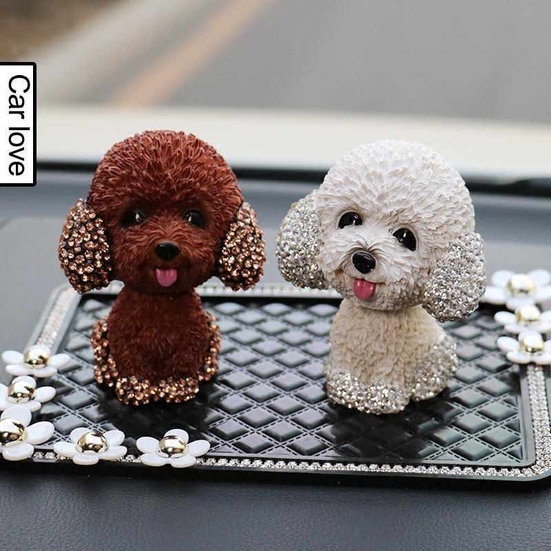 Creative Car Inlaid Drilling Ecstasy car On-board Pendulum in car Cute Ornament Emulation Teddy Dog Year Blessing Pendulum